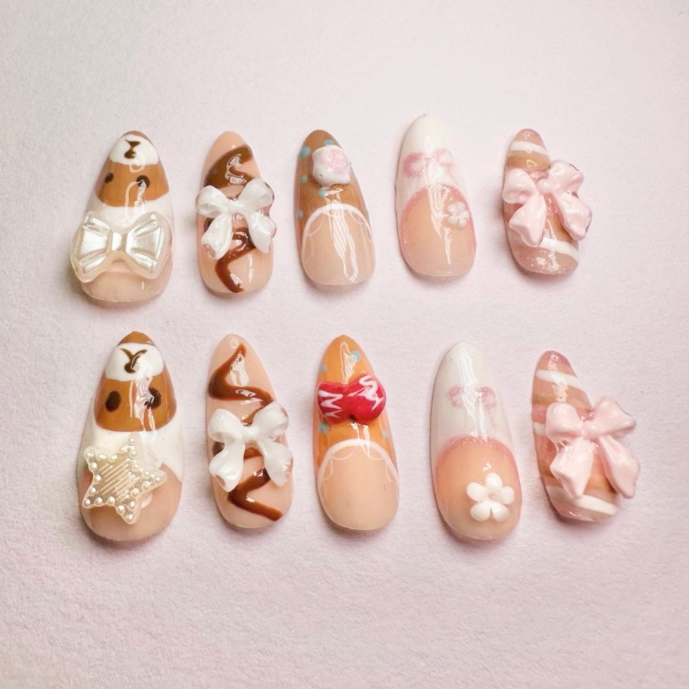 Cozy Bear christmas nails-Handmade press on nails