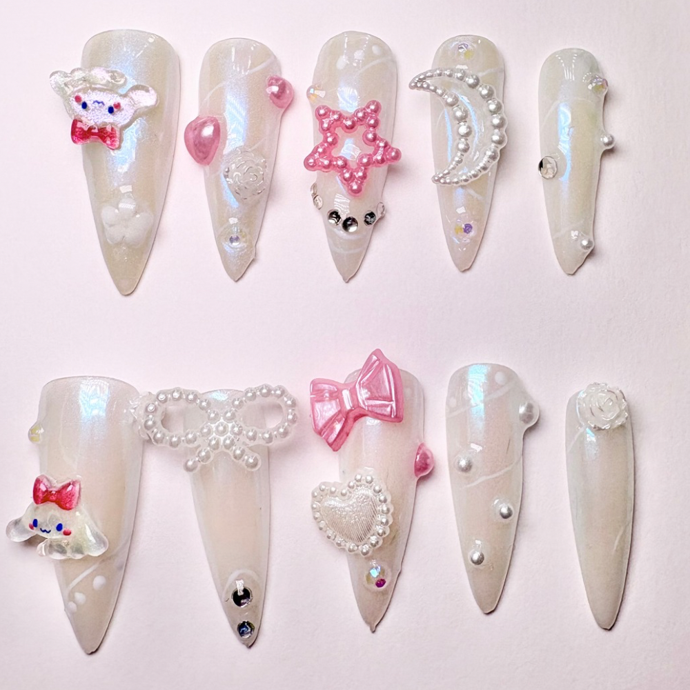 Snow Angel -Handmade press on nails