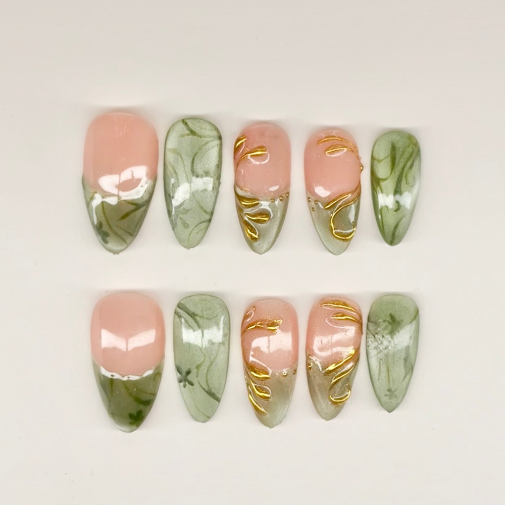 Sage Fantasy - Handmade Press On Nails