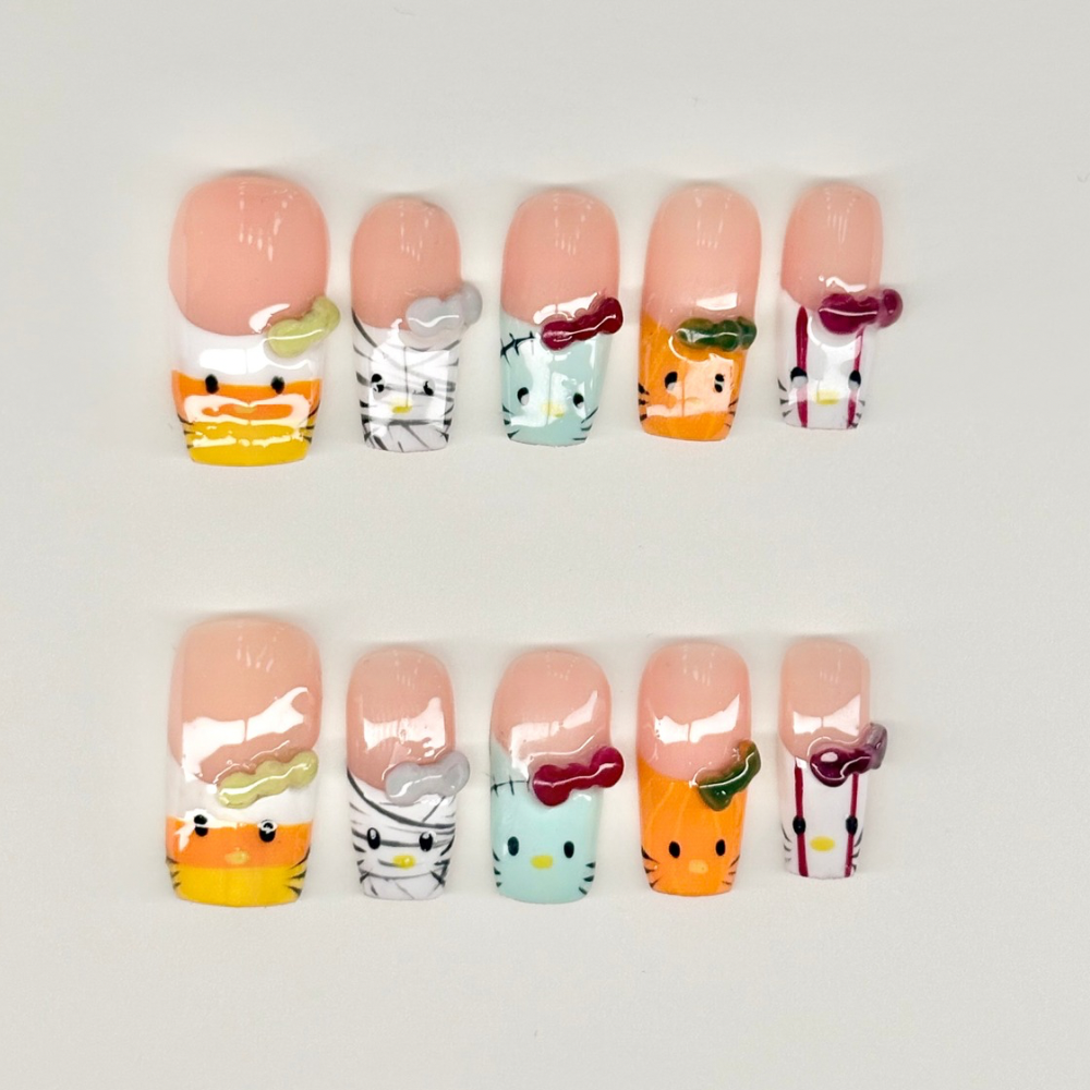 Hello kitty Halloween- Handmade Press On Nails