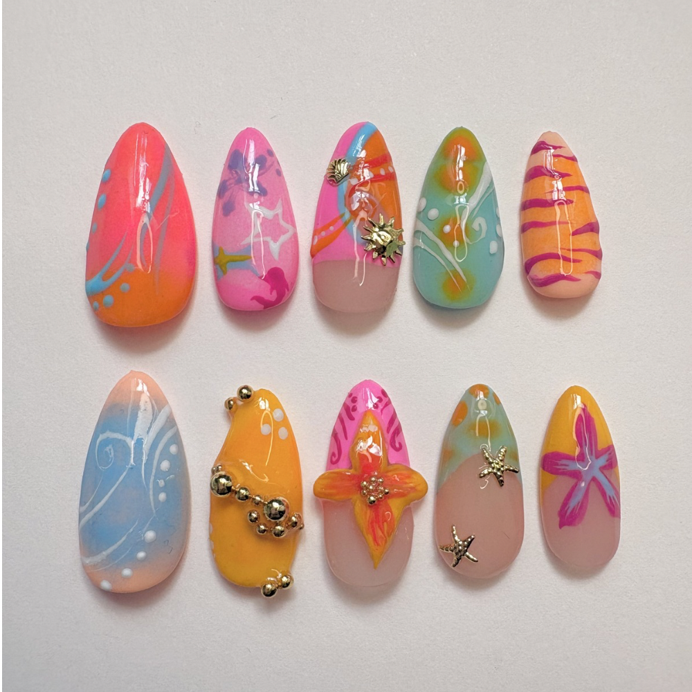 Midnight sun inspired nails-Handmade Press On Nails