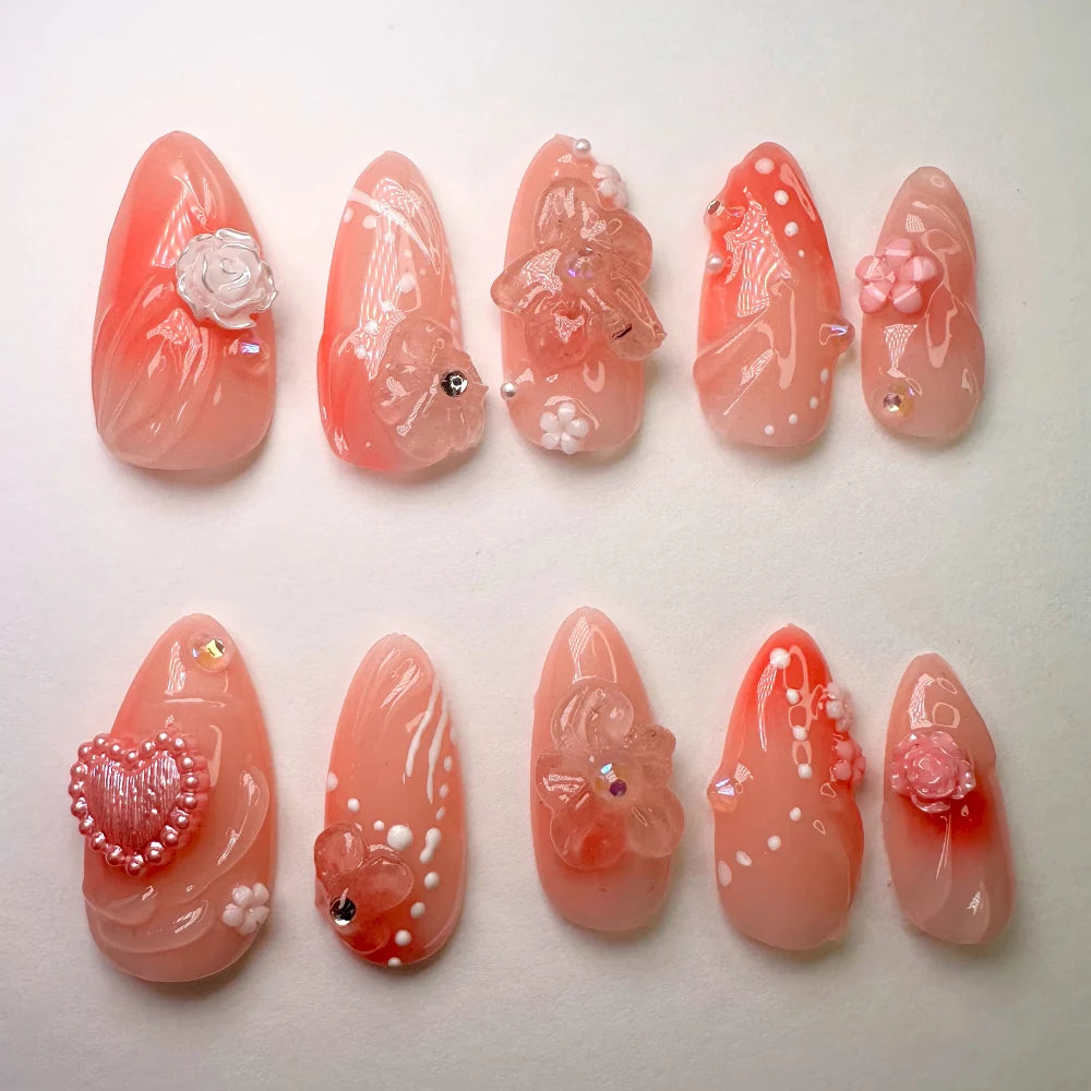 Cherry blossom- Handmade Press On Nails