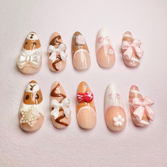 Cozy Bear christmas nails-Handmade press on nails