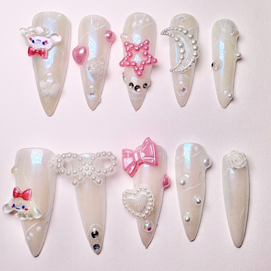 Snow Angel -Handmade press on nails