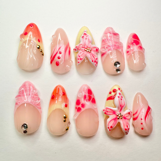 Floral -Handmade press on nails