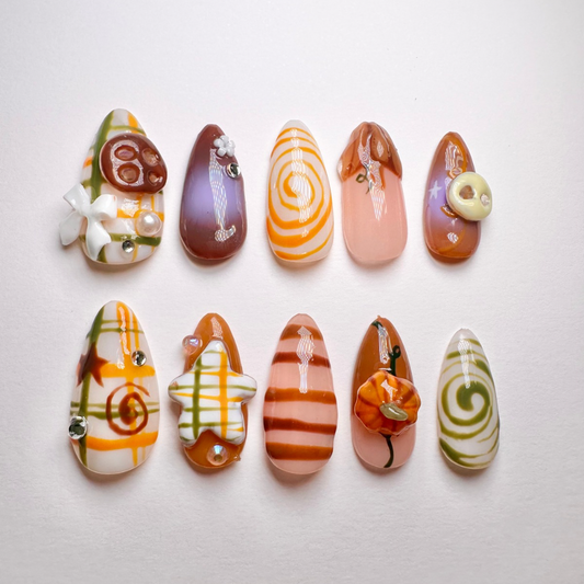 Autumn Spice  -Handmade press on nails