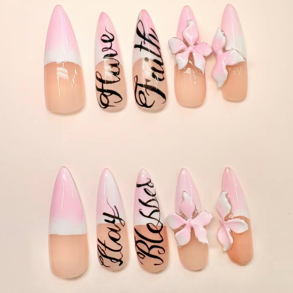 Have faith stay blessed -Handmade Press On Nails