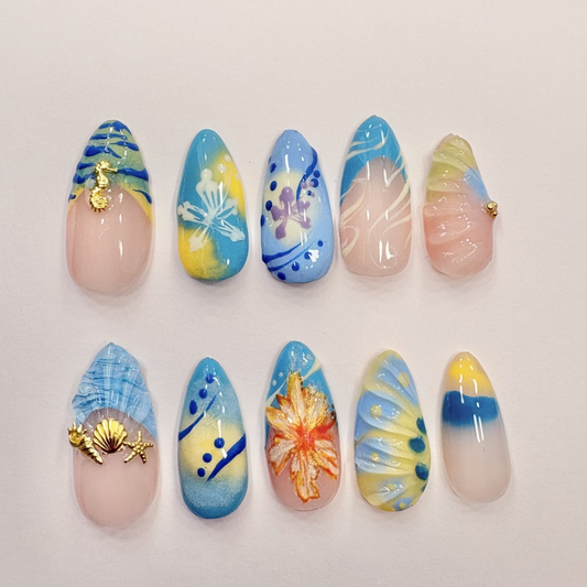 Midnight sun inspired nails-Handmade Press On Nails