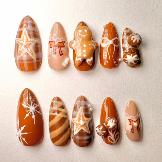 Smells Like Gingerbread-Handmade press on nails